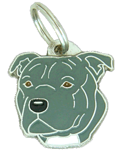 Staffordshire bull terier cinza <br> (placa de identificação para cães, Gravado incluído)